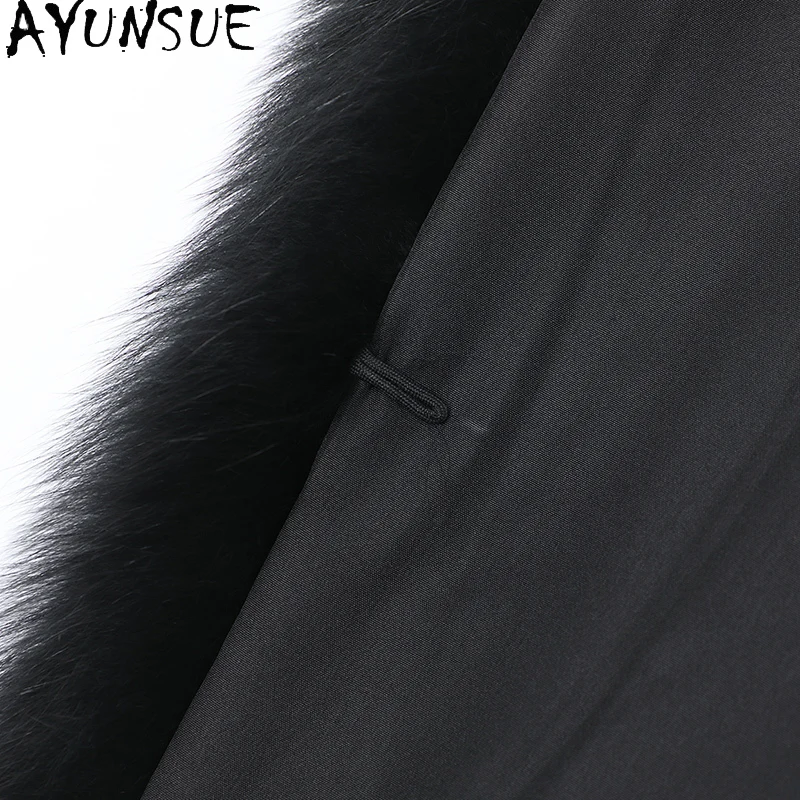 AYUNSUE abrigo de piel de zorro Mujer nueva llegada Chaleco de piel negra Ropa de Otoño Invierno Mujer 2025 Ropa de calle alta para Mujer Ropa de Mujer