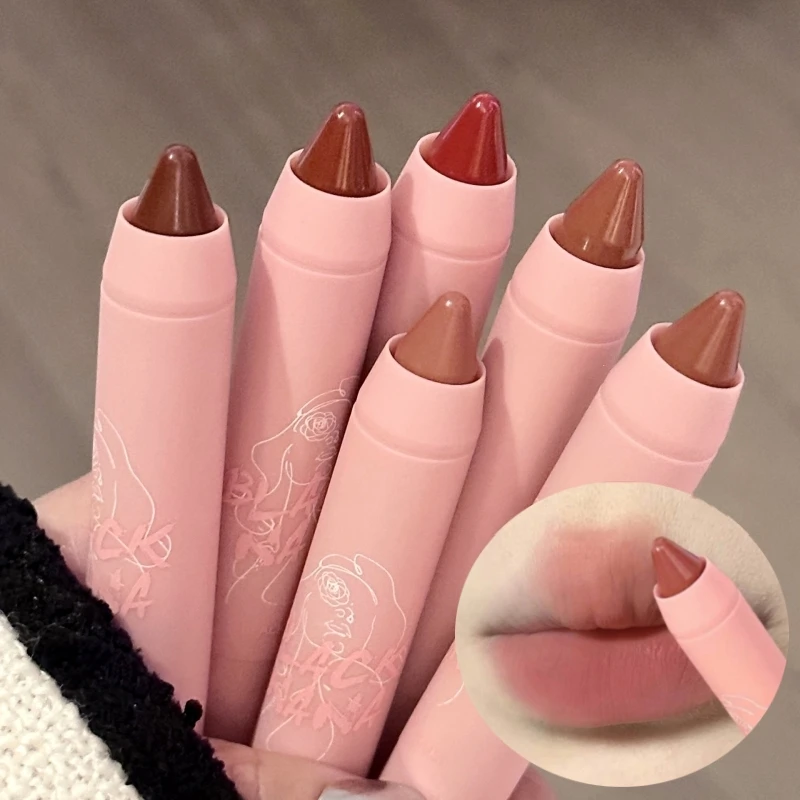 Velvet Matte Lipsticks Pencil Waterproof Sexy Long Lasting Nude Stick on-Stick Cup Lips Red Lip Tint Pen Makeup Cosmetic 6 Color