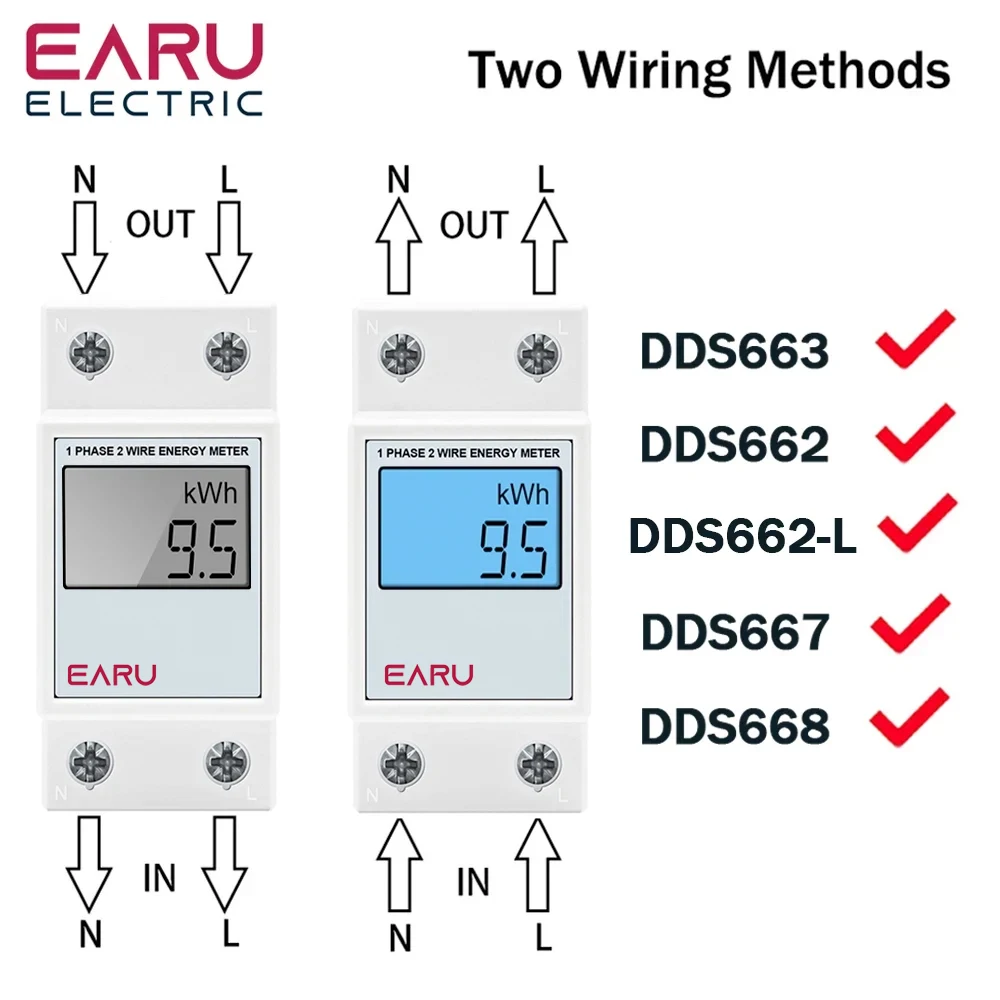 Single Phase LCD Digital Energy Meter Reset Zero kWh Voltage Current Power Consumption Counter Electric Wattmeter 220V Din Rail