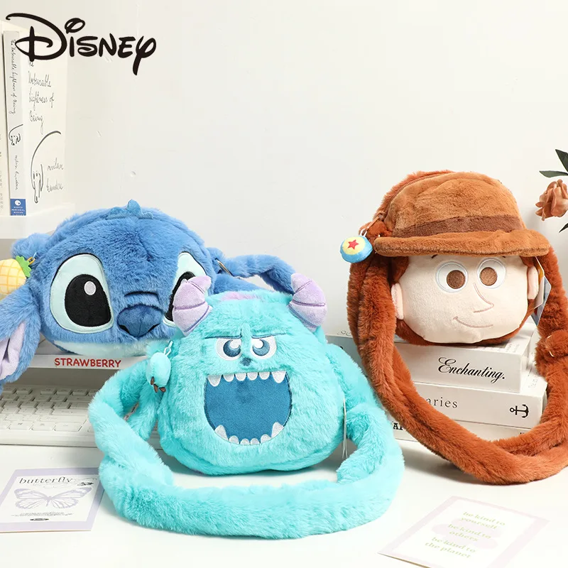 Disney Woody Buzz Lightyear Stitch Zaino in peluche simpatico cartone animato Borse Kawaii Borsa a tracolla inclinata imbottita soffice Periferia