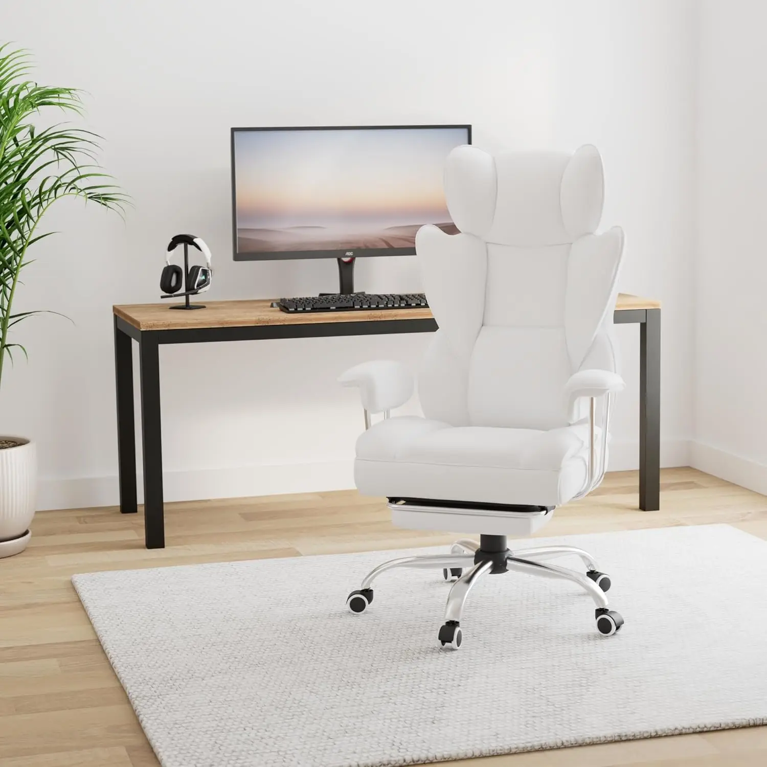 Gaming Chair,Office Chair with Pocket Spring Lumbar Support, Ergonomic Comfortable Wide Office Desk Computer Chair with Outward