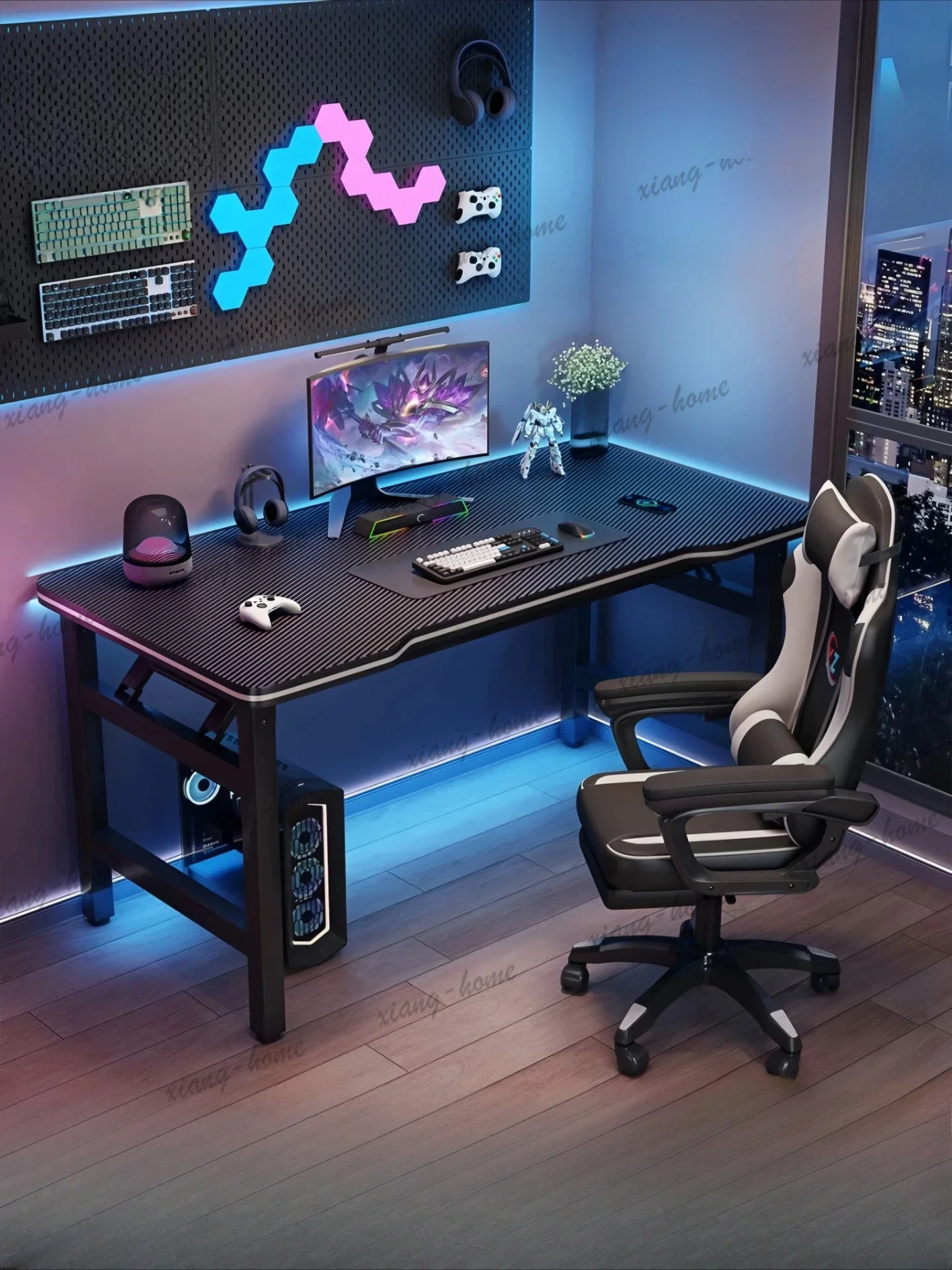 PG Folding Computer Desk Desktop Student Desk Home Bedroom Learning Carbon Fiber Gaming Table