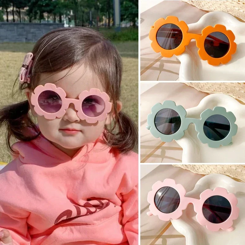 New Girl Boys Cute Sunglasses Flower Outdoor Children Lovely Vintage  Protection Classic Kids