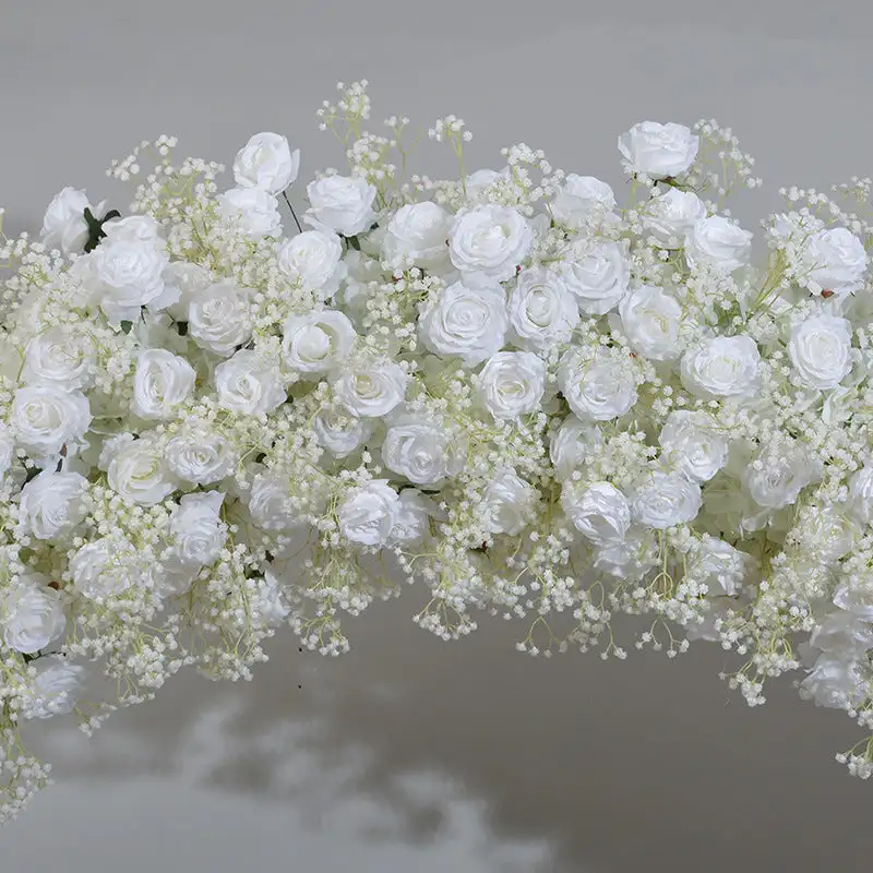 3D custom series White—green rose Hydrangea Veenvia artificial mixed flower Love shaped Arch wedding banquet event decoration