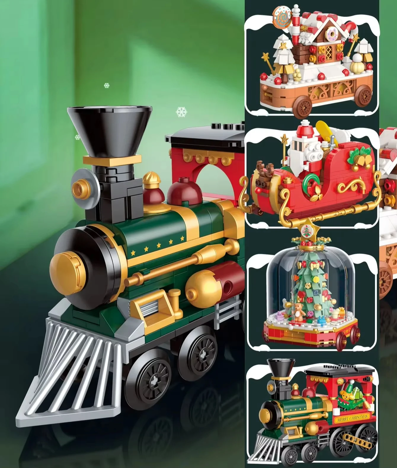 ToylinX Colorful Christmas Train Assembly Building Block Toy Set Model, Christmas, Halloween and Thanksgiving Gifts for Children