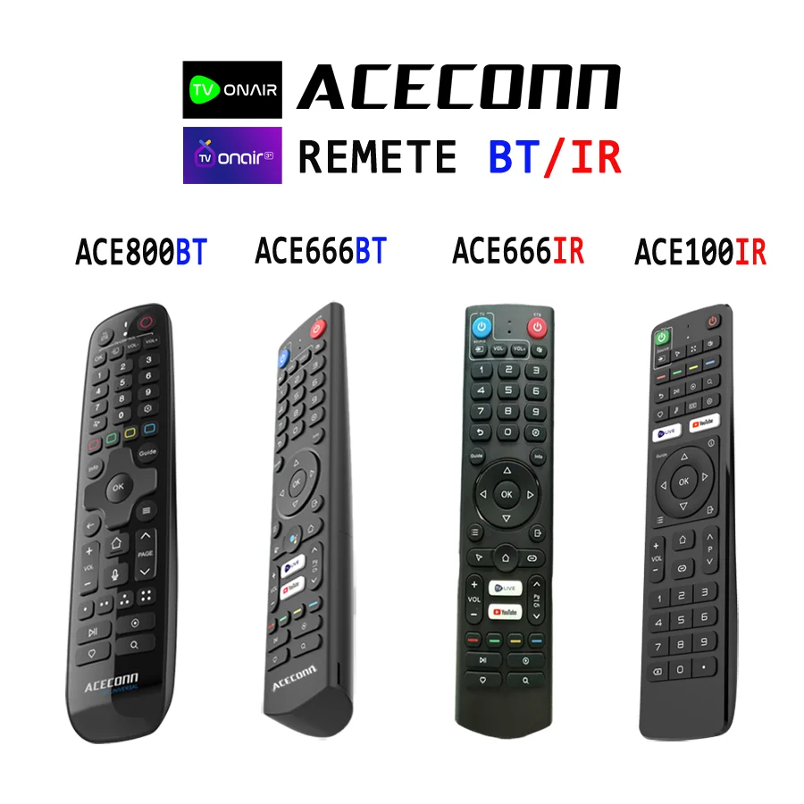 

ACECONN ACE666BT/IR ACE800BT ACE100IR TV Box Remote hotkeys/voice control/learning memory compatible with VPlus/Android TV Box