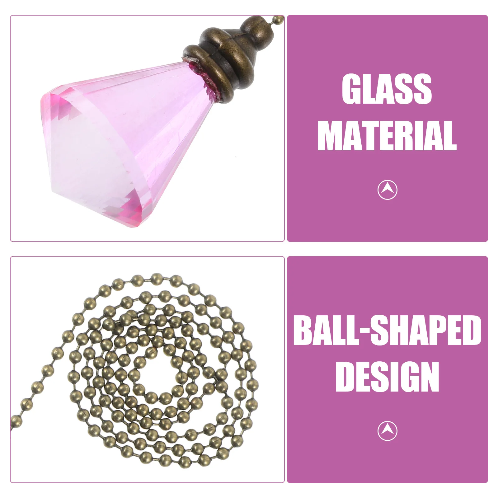 

2Pcs Lamp Pulling Chains Glass Decorative Fan Pull Chain Extender for Ceiling Fan Light Fixture Bedside Lamp Control