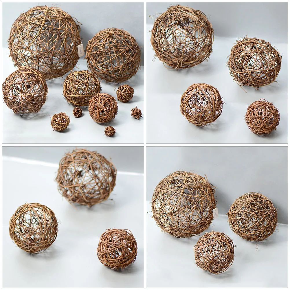 

3Pcs Rattan Hollow Vine Decor Wedding Table Centerpiece Globe Filler Wreath Accessory Spherical Twig Ornament Grapevine Craft