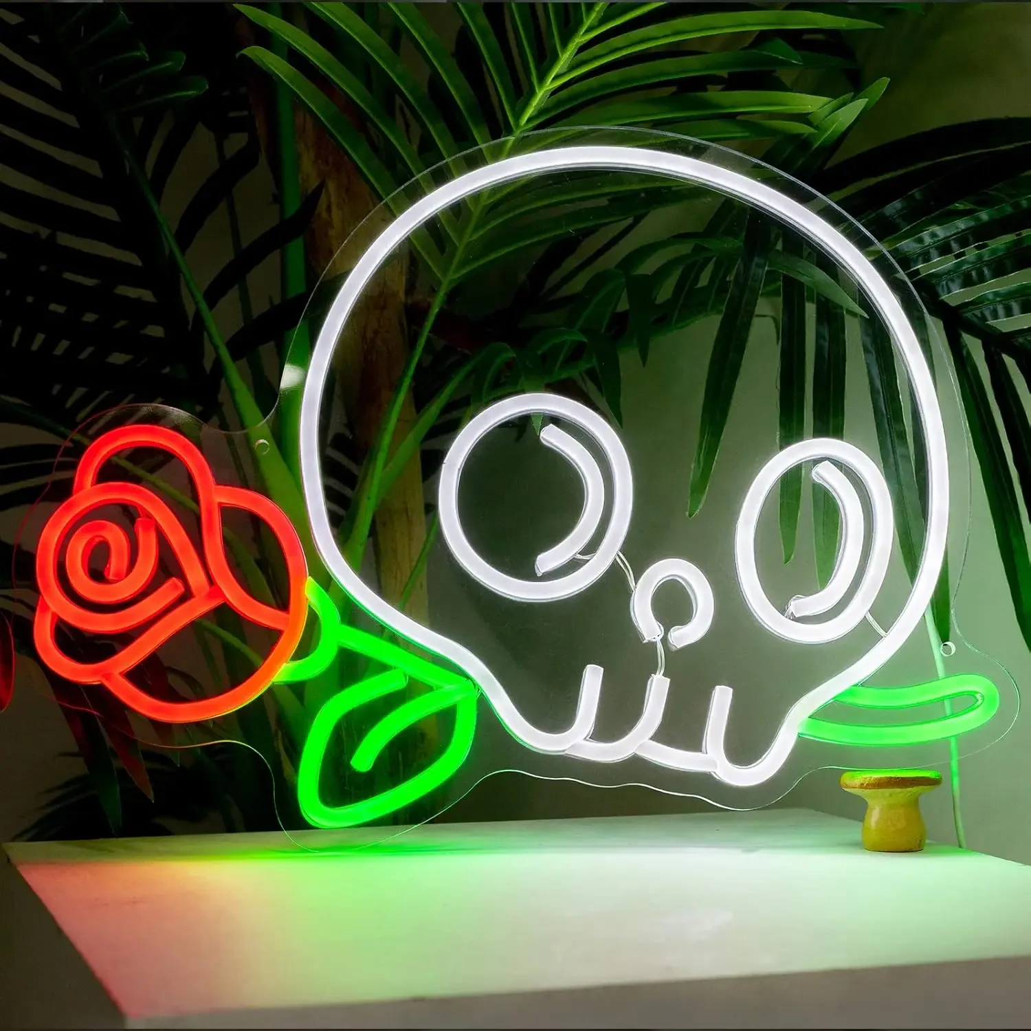 Skeleton Flower Led Neon Light Dimmable Sign USB Powered Aesthetics Neon Sign For Wall Room Flower Shop Decor Birthday Gift