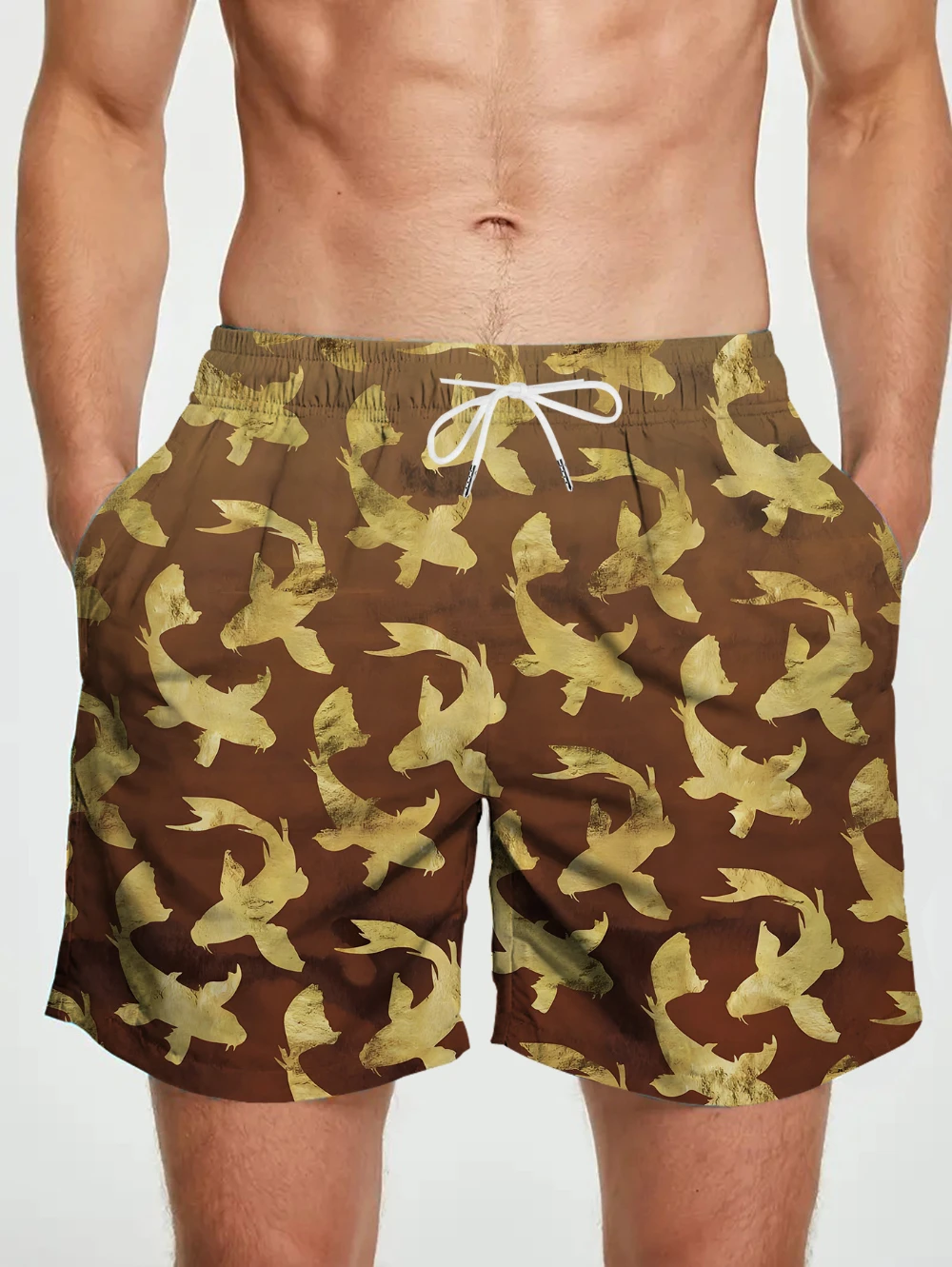 

Men's Casual Printed Shorts with Pockets, Beach Pants, Gym, Basketball, Long Distance, Swimming Trunks, Quick-Drying, Summer