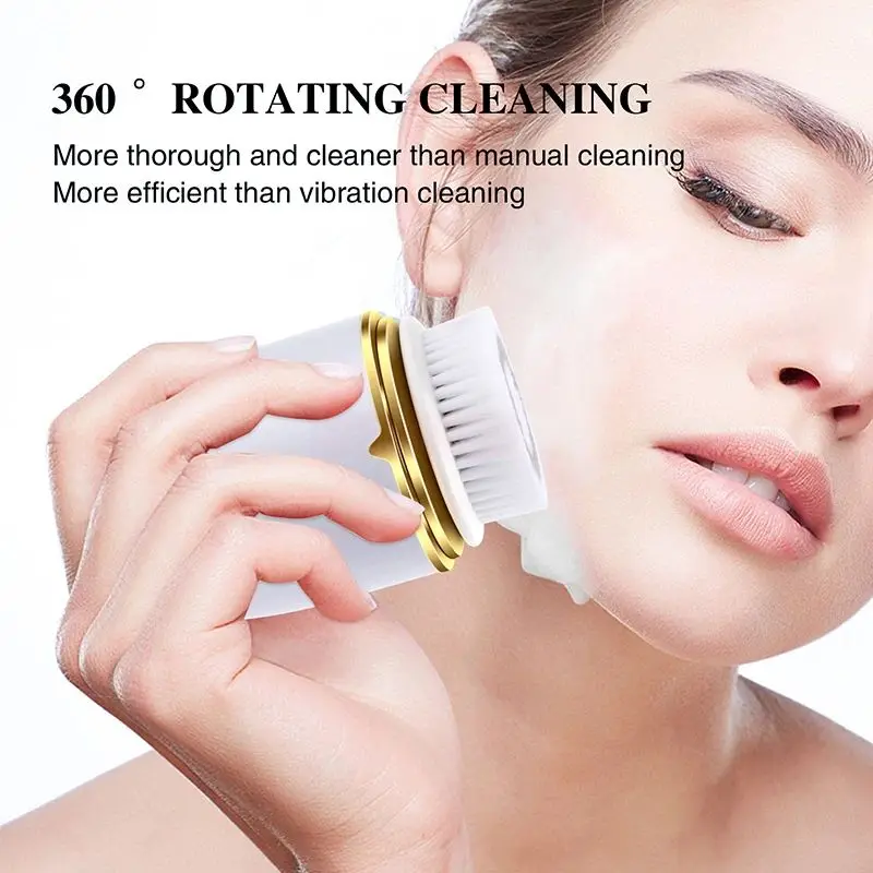Escova de limpeza profunda rotativa multifunções, impermeável, cerdas macias, lavagem facial, removedor de maquiagem, limpador, novo