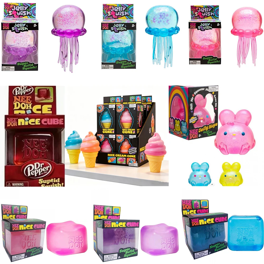 Schylling Needoh Nice Cube Sensorischer Weicher Stressabbauender Fidget-Quallen-Quetschblock gegen Angstzustände, speziell für ADHS