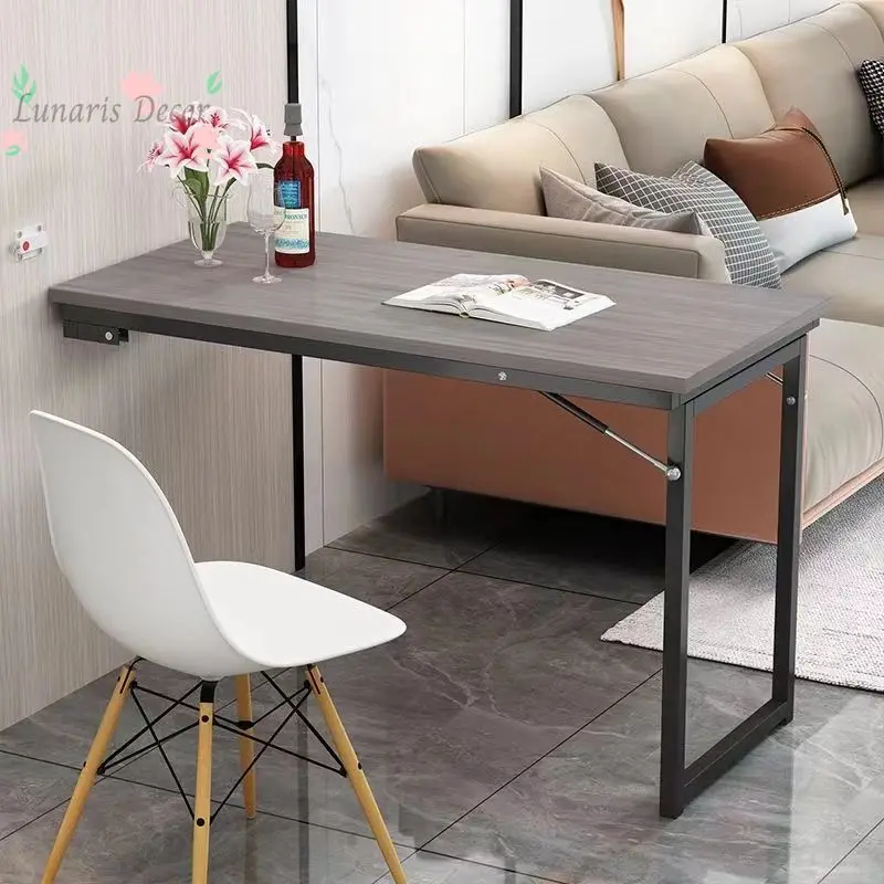 Minimalist Solid Wood Floating Wall Folding Table Wall Hanging Bar Table Dining Computer Desk for Living Room Kitchen Office