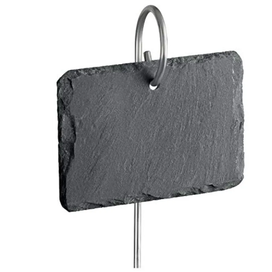 5-Pack Natural Style Slate Plant Labels 4"x 2 3/4" Hanging from a Stainless Steel Metal Rod (17")