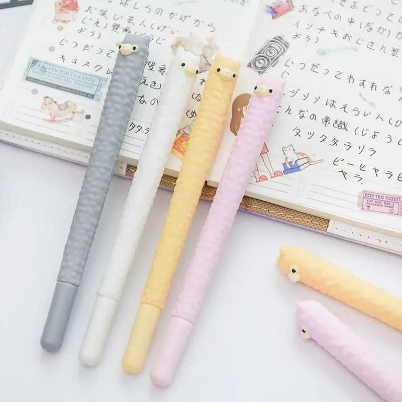 36PCS Korean Cute Alpaca Modeling Gel Pen 0.5mm Carbon Black Water Pen Kawaii School Supplies StationeryGel Pens B