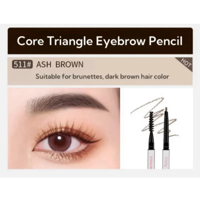 Matita per sopracciglia impermeabile a doppia testa Triangolo argento Sottile Automatico Non sbavato Ultra fine Resistente al sudore a lunga durata