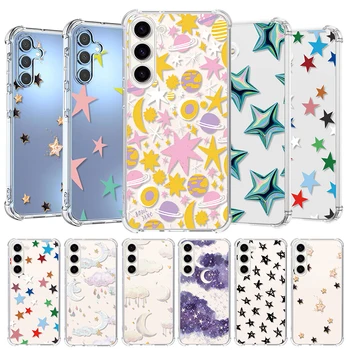 별 달 구름 휴대폰 케이스, 삼성 갤럭시 S10 라이트 S20 FE S20 플러스 S21 울트라 S22 S23 S24 울트라 5G 소프트 TPU 후면 커버 