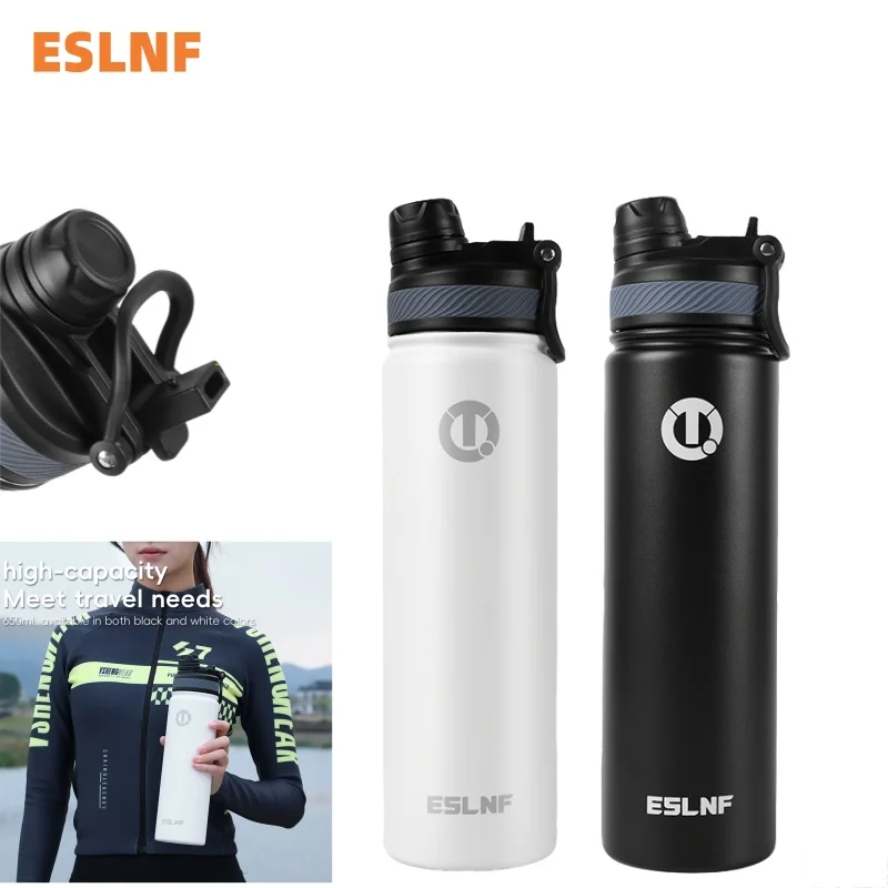 ESLNF 650ml Stainless Steel Cycling Water Bottle Thermos Sport Cup Kettle for Bicycles Keeps Hot And Cold