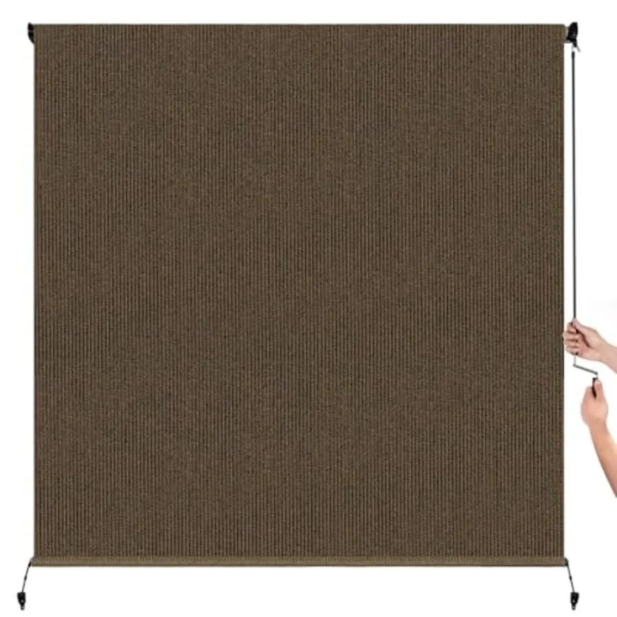 

Уличные рулонные шторы Vinge Mocha 8' Ш x 8' В для террасы, выдвижные, сшитые, цельные, 2 шт.