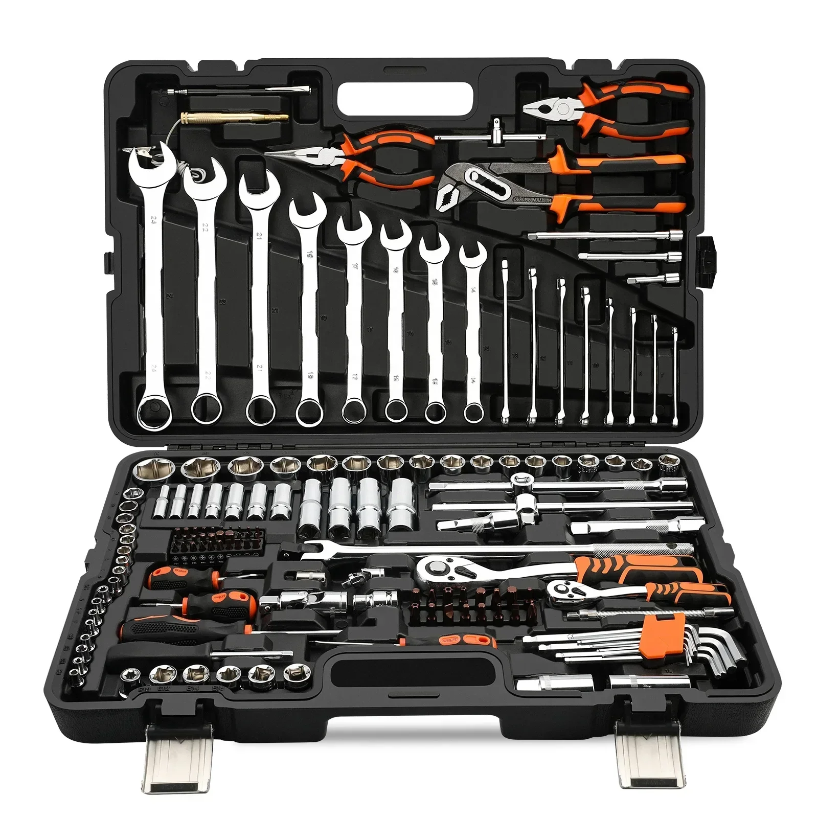 72 T Wrench 151 Pcs Socket Tool Set Universal Car Repair Tool Box Ratchet Wrench Screwdriver Pliers Handy Garden Tool Set