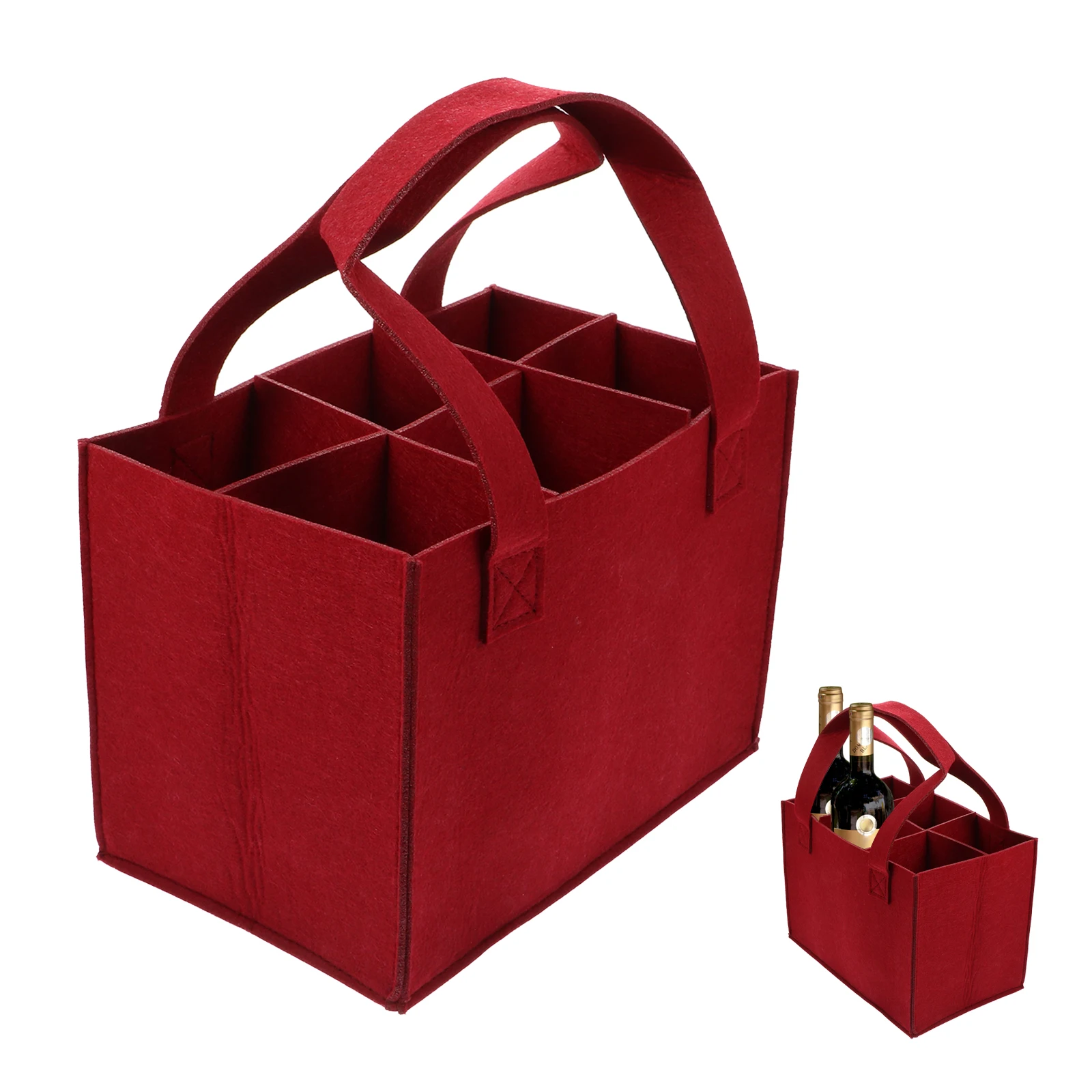

1pc Red Wine Carrier Bag Felt Wine Bottle Tote Storage Organizer Portable Holder Reusable Grocery Tote Travel Picnic