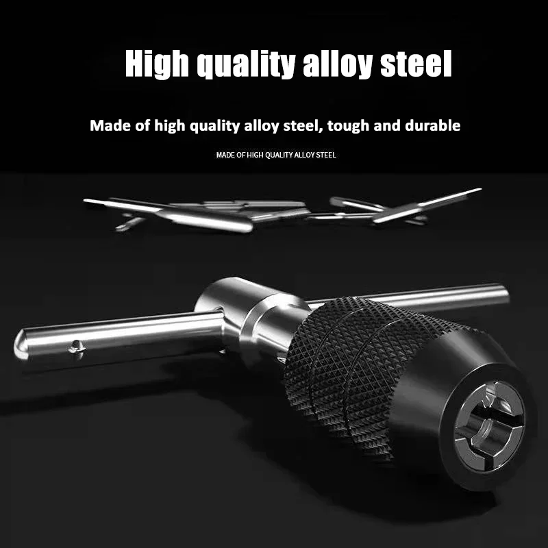 6PCS Thread Drill Bit Manual Tapping Wrench T-shaped Handle Adjustable M3-M8 Set Household Hardware Tool Accessory Combination