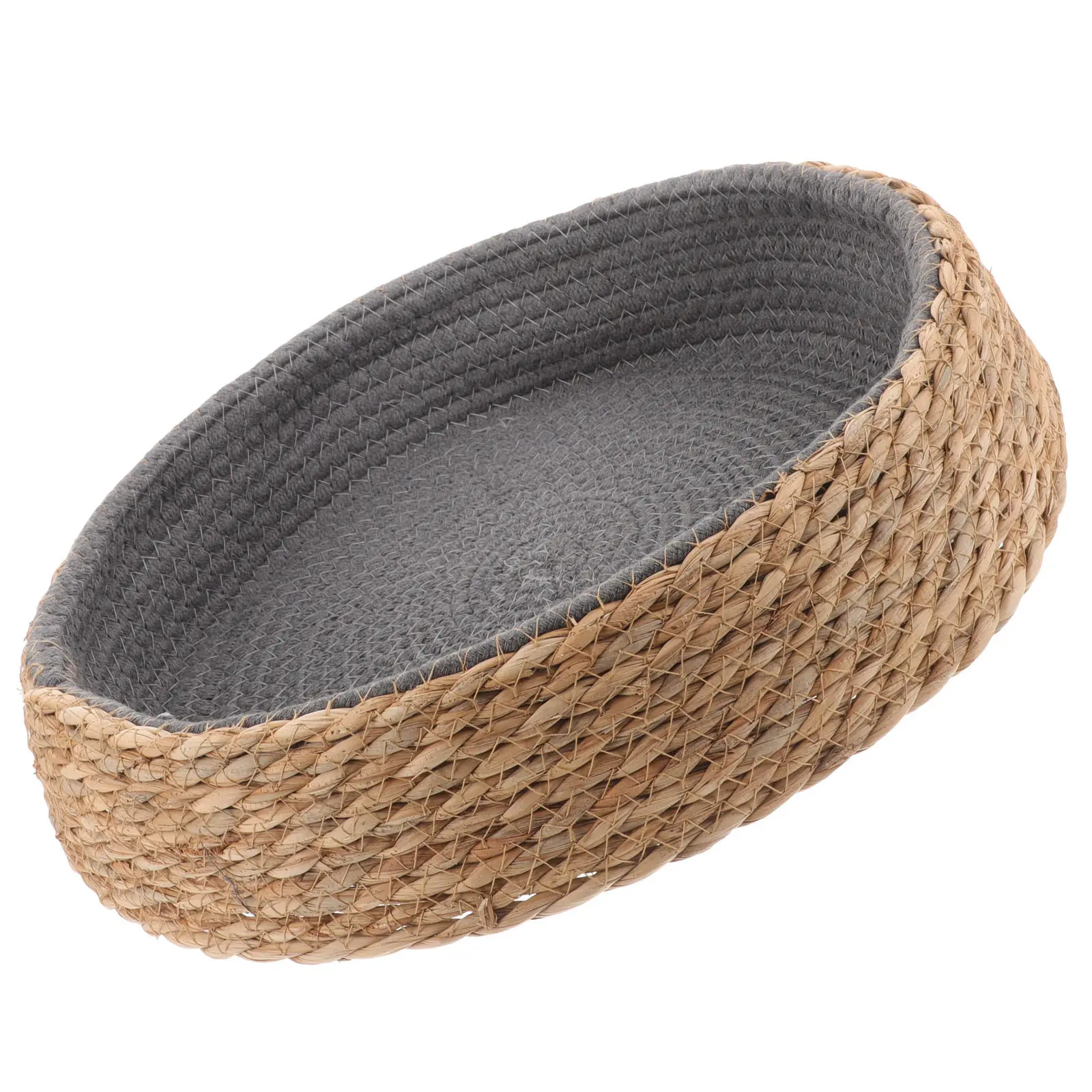 Round Woven Pet Bed for Cats and Small Dogs Natural Grass Wicker Sleeping Nest Comfortable Breathable Warm Cozy Dog Cat