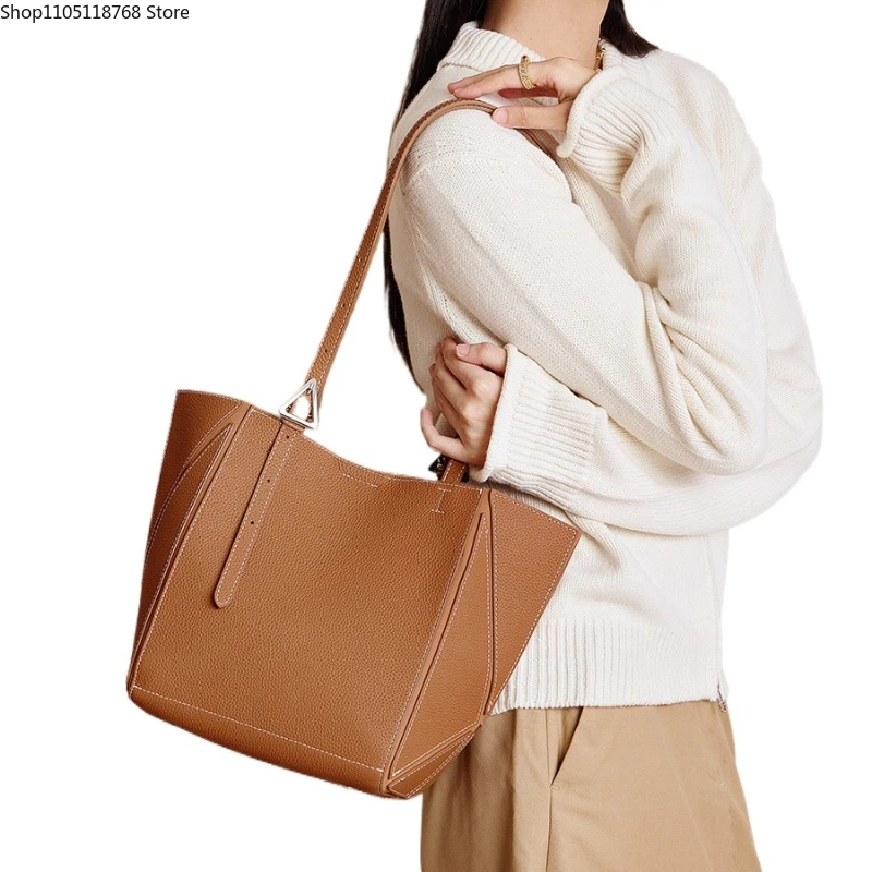 

Мягкая женская сумка из натуральной коровьей кожи, сумка-ведро, роскошная сумка через плечо, большая вместимость