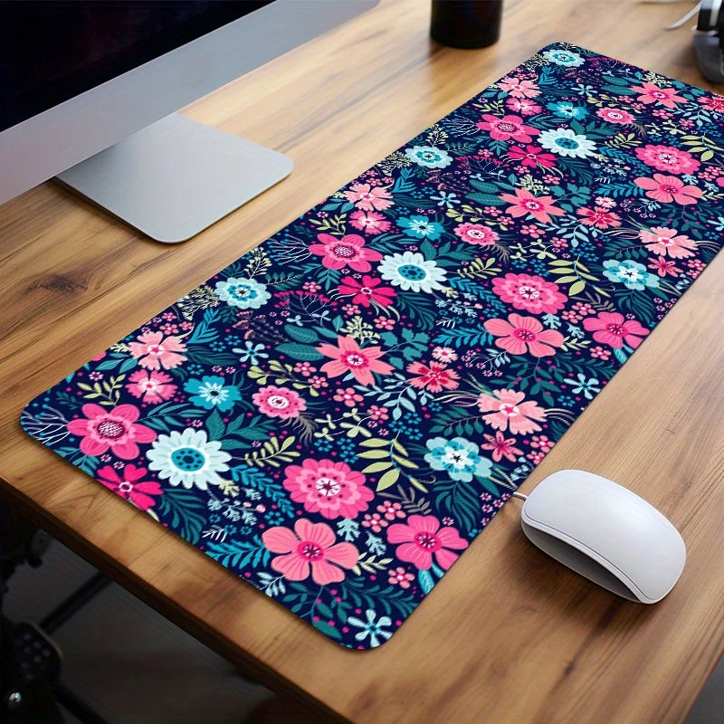 Colorful Flower Aesthetic Large Gaming Mouse Pad Office Desk Mat Computer Keyboard Pad Non-slip Office Desk Decor Accessories