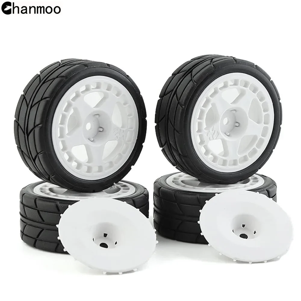 

Chanmoo 1/10 RC Rally Plastic Wheel Rim Rubber Tires for Model Car HPI Tamiya Kyosho WRC Claw 43 Ken Block Fiesta XV01 TT02