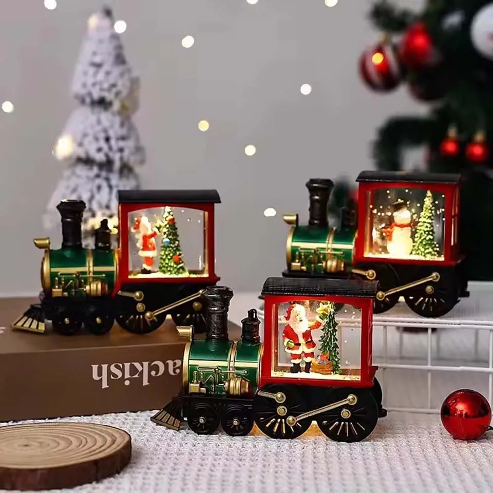 2026 Christmas Gift Christmas Crystal Ball Ornaments LED Lights Train Santa Claus Merry Christmas Decoration for Home Party Xmas