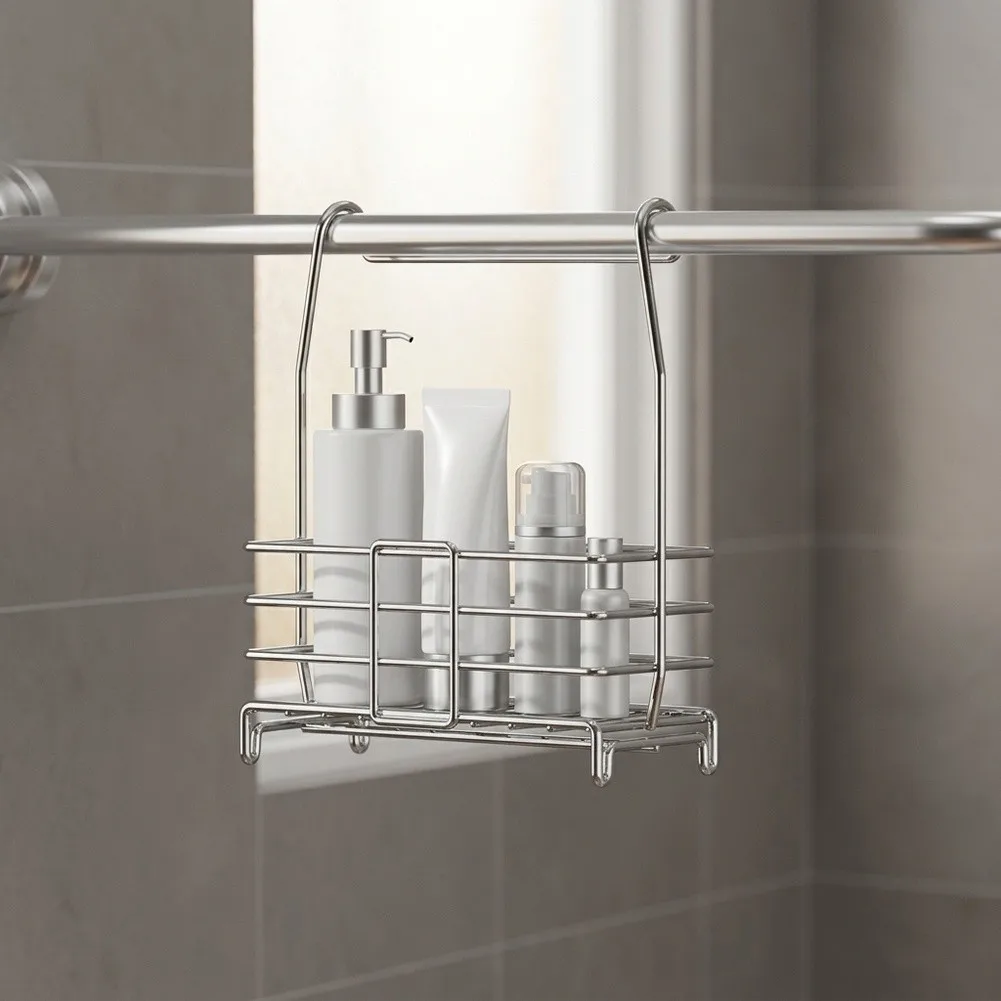 304 Stainless Steel Hanging Shower Organizer with 360 Rotation Rod and Rust Resistant Construction 24.6x10.9x30cm