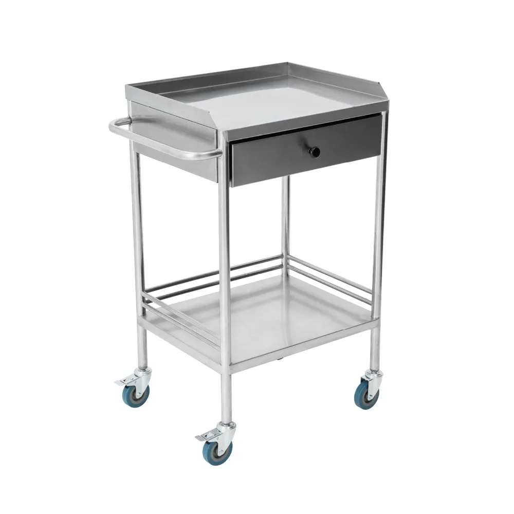 2-Tier Lab Storage Cart, Large Capacity Portable Cart with Sealed Top and Silent Wheels for Lab,19.65'' L X 15.72'' W