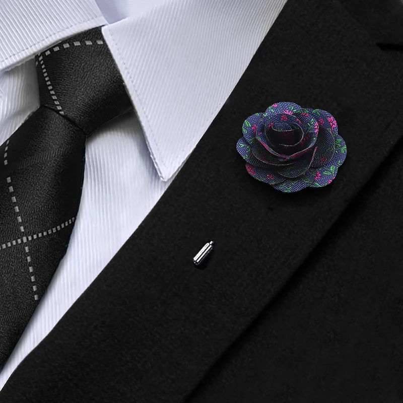 Men's Handmade Brooch Fabric Flower Plants Brooch Pin Suit Shirt Corsage Collar Lapel Pin Wedding Boutonniere Clothes Accessory