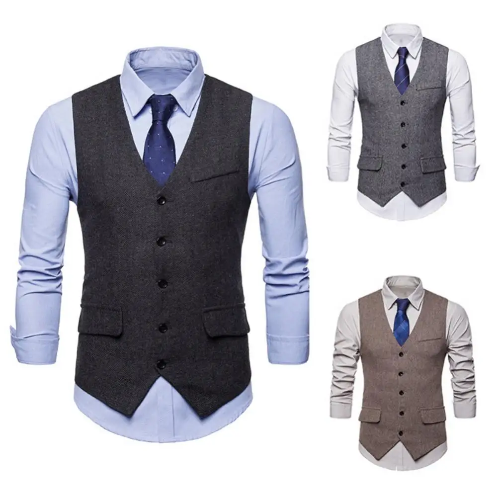 2020 New Arrival Dress Vests For Men Slim Fits Mens Suit Vest Male Waistcoat Homme Casual Sleeveless Formal Business Jacket