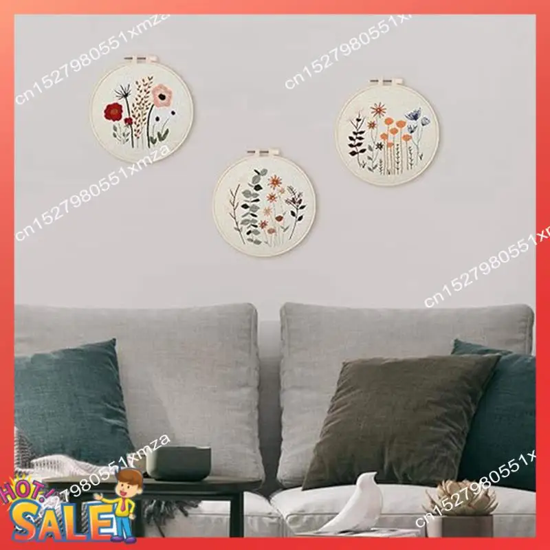 

Набор для вышивания ABCL из 5 предметов, упаковка материалов ручной работы для начинающих, печатные рисунки растений, подходит для взрослых и детей