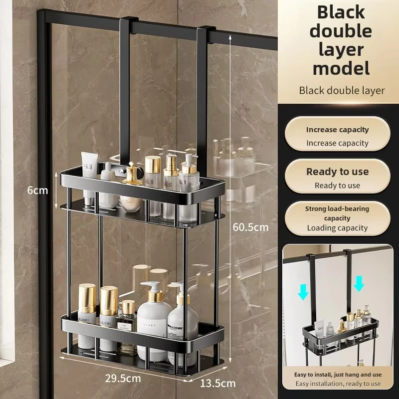 1/2 Etagen Badezimmer Schlagfreies Wandregal Duschraum über der Tür Toilettenartikel Organizer Badezimmer Hängeregal