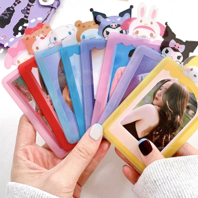 Kpop Kawaii Photocard Collect Holder with Pendant Rabbit Bear Credit ID Bank Bus Photo Card Protective Sleeve Student Stationery