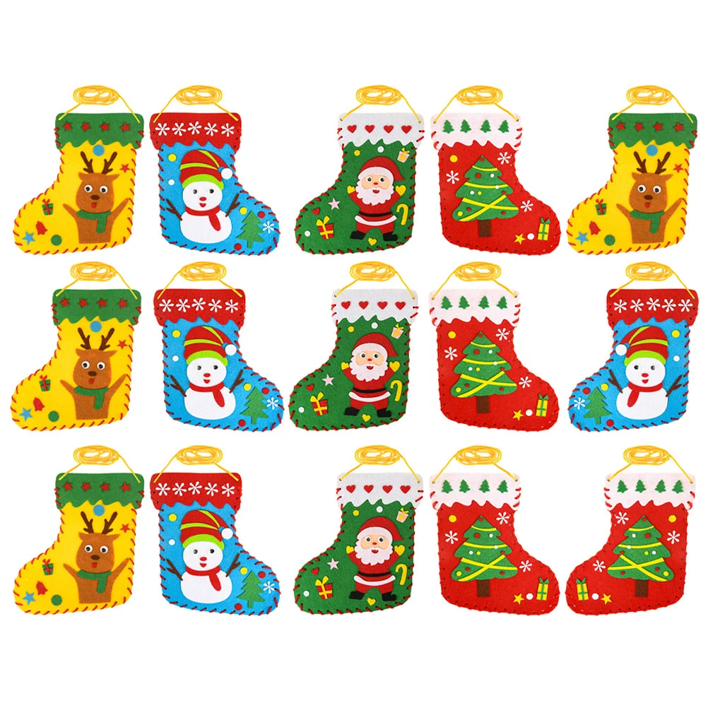 Christmas Socks DIY Children's Handmade Non-woven Educational Toys Felt Stocking Kit for Beginners Kids Sewing Making