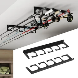 5-Rod Fishing Rod Holder Wall Ceiling Storage Rack Horizontal Rod Stand For Garage, Cabin, Basement Fishing Accessory