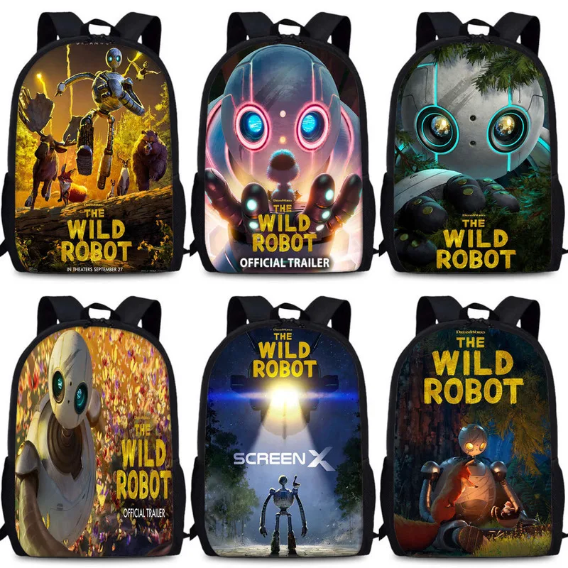 

15 Inch The Wild Robot Backpack The Wild Robot pen case Book Pack The Wild Robot Roz pencial box Rozzum School Bags Kids Gift