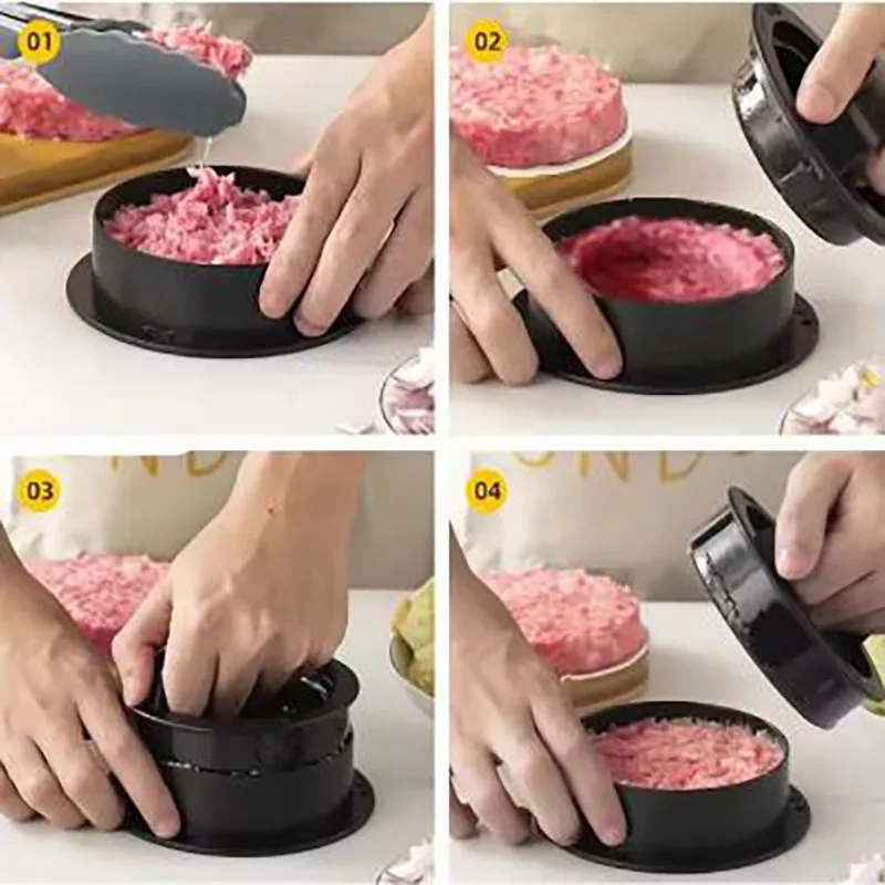 3in1 Round Hamburger Burger Press Beef Grill Food-Grade ABS Hamburger Helper Meat Press Cutlets Patty Maker Mold Kitchen Gadgets