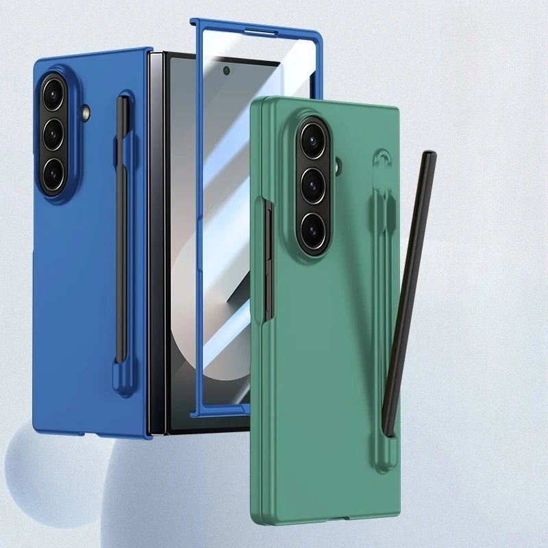 حافظة متعددة الألوان رفيعة للغاية غير لامعة لهاتف سامسونج جالاكسي Z Fold 7 6 5 4 فتحة قلم مع قلم لمس غطاء صلب مقاوم للصدمات