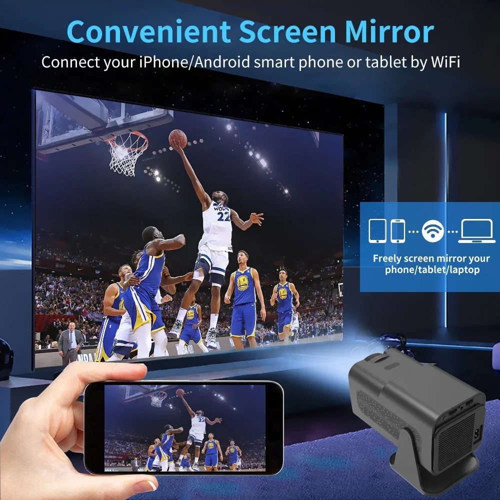 Y6S Android 12โฮมโปรเจคเตอร์ภาพยนตร์300ANSI Dual Wifi6 BT5.0แบบพกพาCinemaกลางแจ้งโปรเจคเตอร์