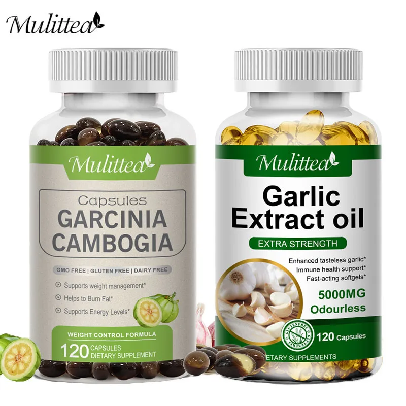 Hot Sale 2Bottles Garlic Capsules & Garcinia Cambodia Capsules High quality raw materials Helps with calorie balance