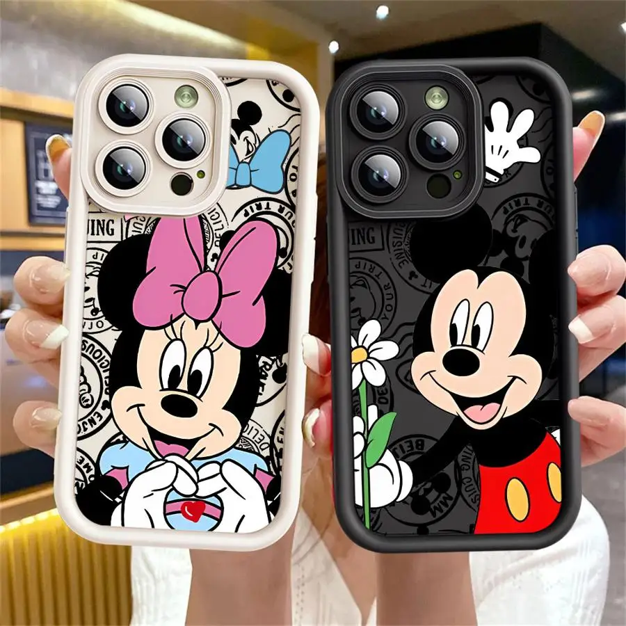 Disney Cute Mickey Minnie Phone Case for iphone 16 pro 15 X 11 XS Max XR 13 12 Pro 14 Plus 12 Pro Max 14 Shockproof Soft Cover