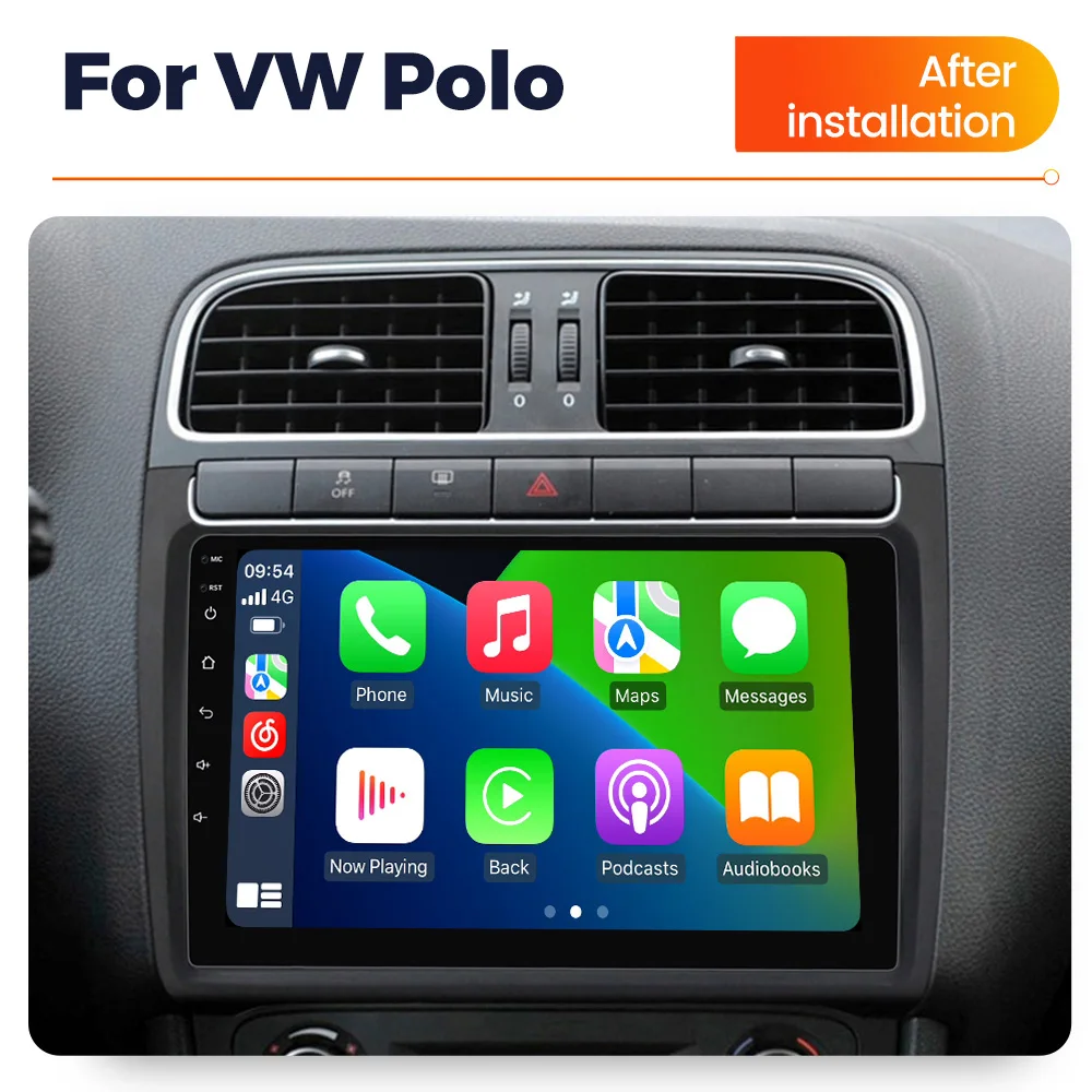 MEKEDE Carplay-Stereoanlage für Volkswagen VW Polo Limousine 2008-2018, GPS-Navigation, BT-Multimedia-Player, 9-Zoll-Autoradio-Haupteinheit