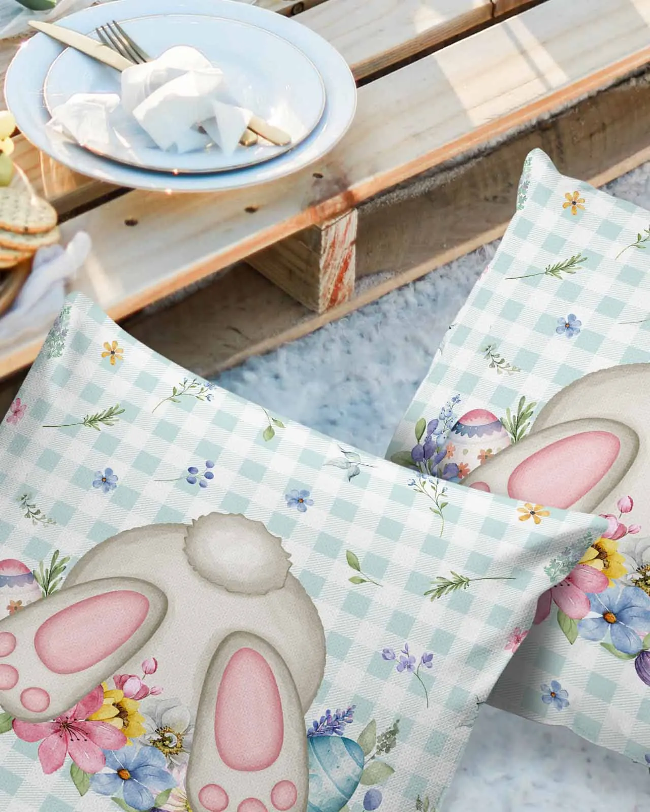 2/4PCS Easter Flower Egg Rabbit Waterproof Cushion Cover For Home Decoration 40/45/50/60/66cm Pillowcase