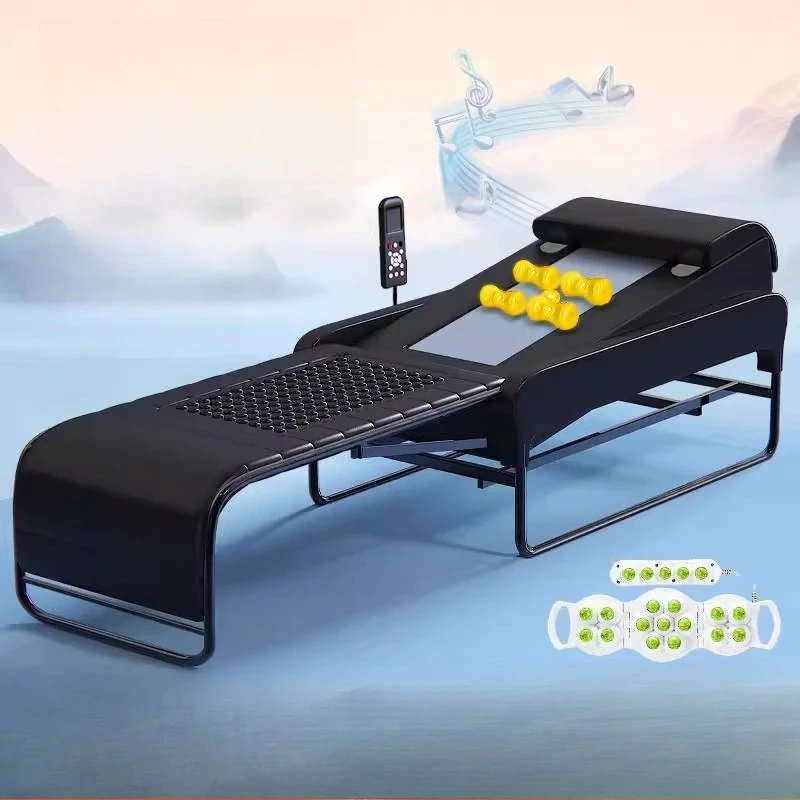 Voice-activated lifting folding full body heating massage bed, multi-functional warm physiotherapy bed