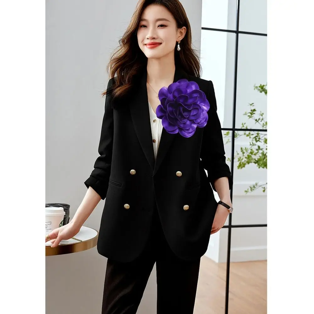 Fashion 20CM Brooch French Large Flower Lapel Pin Satin Ornamental Pin